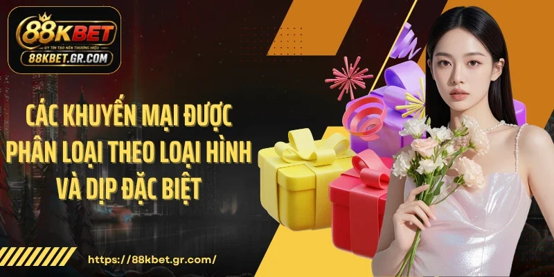 Các khuyến mại được phân loại theo loại hình và dịp đặc biệt