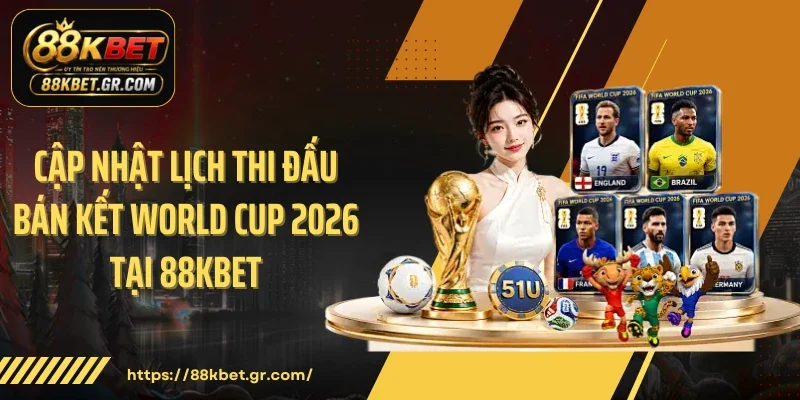 Cập nhật lịch thi đấu bán kết World Cup 2026 tại 88KBET